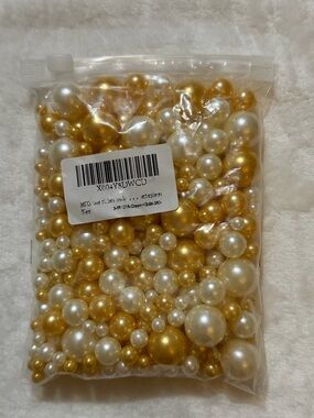 320 Pc Pearl Bead Mix - Gold and Cream Assorted Sizes